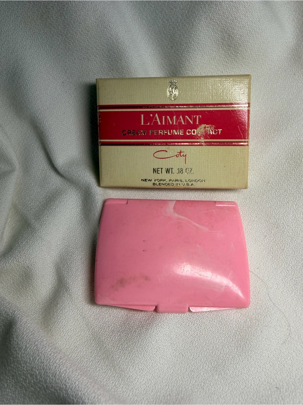 Vintage Coty L'Aimant Pink Cream Cologne Compact (empty) - 2 3/4”